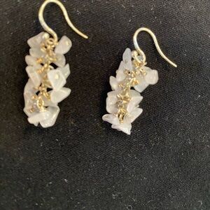 Sterling silver and pink quartz dangle earrings